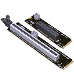 Kaarten PCIE 4.0 M.2 Keym to PCIE X4 X16 Riser Adapter Card Sata Power Adapter PCB -kaart voor NVME M.2 2260 2280 SSD -uitbreidingskaart