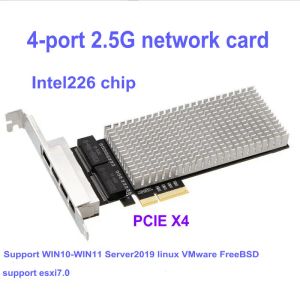 Kaarten PCIE 4Port 2.5G Diskless Network Card, Gigabit Wired Network Port I226 Chip, ESXI Diskless PXE Startup