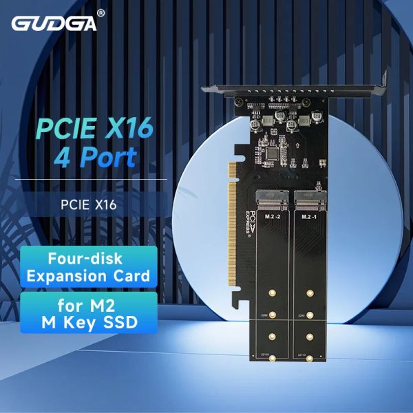 Cartes PCIe à M2 Adaptateur Carte, PCIE X16 4 Port M2 NVME M KEY SSD CONVERT