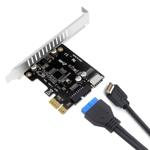 Tarjetas PCIe a USB 3.0 Tipo C Adaptador del panel frontal 19/20 encabezado PCIe a USB 3.0 Tarjeta de expansión del cubo 5GPBS Tipo E PCI Express Tarjeta