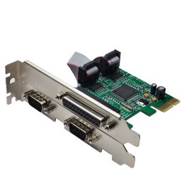 Tarjetas PCIE X1 a RS232 Puerto serie COM COM DB25 Puerto paralelo LPT RS232 al Convertidor de adaptador de tarjetas PCIEXPress MCS9901 Chip