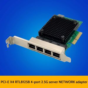 Kaarten PCIE X4 2.5G Gigabit Network Card RTL8125B 4 Poort Ethernet Network Card Desktop Server Network Card