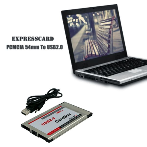 Cartes PCMCIA à USB 2.0 Cardbus Dual 2 Port 480m Carte Adaptateur pour ordinateur portable PC ordinateur