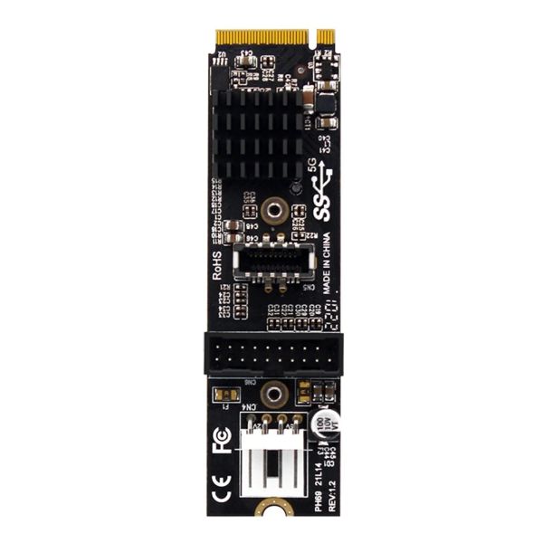 Cartes PH69 M.2 M PCIE CLEY TO USB 3.1 Carte d'extension avant 5 Go Type C + 19 / 20pin Carte d'extension de l'adaptateur avec câble de port 4pin