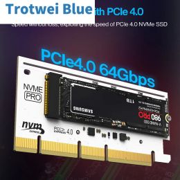 Kaarten RGB PCIE 4.0 NVME -adapter, PCIe to NVME M.2 SSD -adapterkaart met aluminium koellichaam, compatibel met Gen4 Gen3 Gen2 Gen2 Gen1