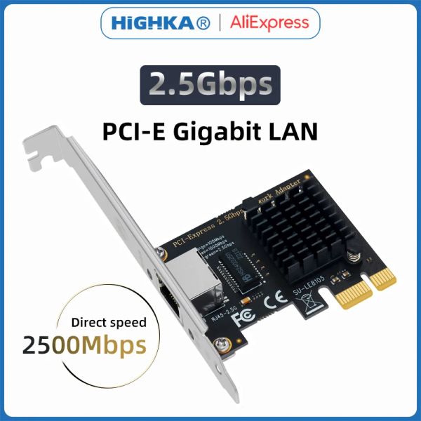 Cartes RTL8125BG Intel1225 RTL8111 Gigabit Ethernet PCI Express Network Carte 10/100/2500Mbps 1Gbps / 2,5 Gbps RJ45 Adaptateur LAN PCIE pour PC