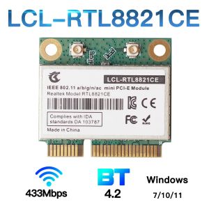 Kaarten RTL8821CE 802.11ac voor Bluetooth 4.2 433Mbps 2.4GHz/5GHz Dual Band Mini Pcie WiFi Card RTL8821 Ondersteuning laptop/PC Windows10/11