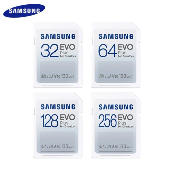 Cartes Samsung Evo Plus Carte SD pour les créateurs 128 Go 256 Go U3 V30 Vit de transfert jusqu'à 130 Mo / s classe 10 32 Go 64 Go U1 V10 Memory Carte