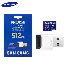 Cartes Samsung Pro Plus Memory Carte avec USB 3.0 Reader 512 Go 256 Go 128 Go V30 Classe à haute vitesse 10 TF Carte A2 UHSI U3Micro SD Card