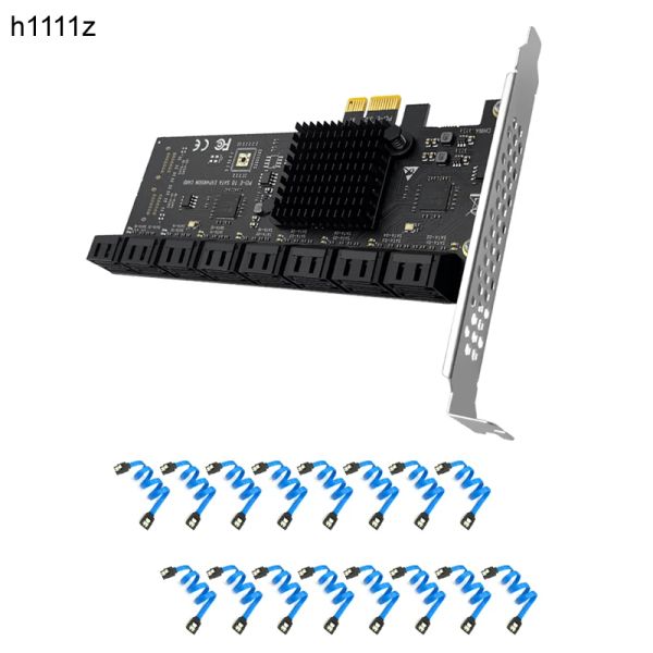 Cartes Sata PCIe 1x adaptateur 16 port SATA3.0 PCI Express Controller PCI à SATA RISER EXPANSION CARTE SSD