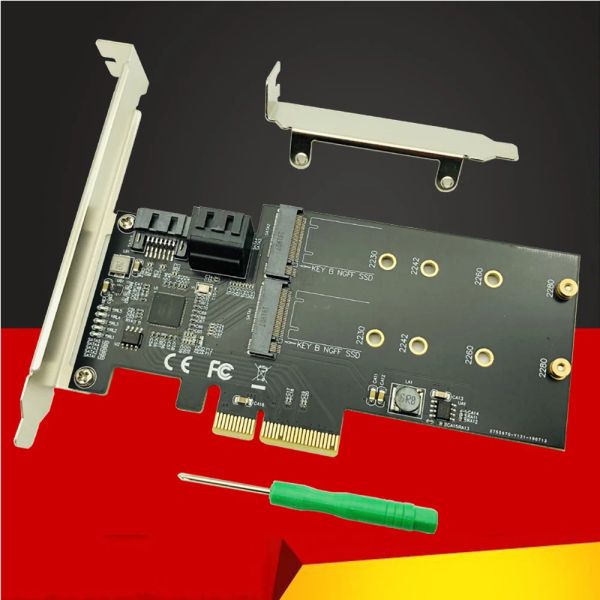 Tarjetas Controlador SATA RAID SATA RAID M.2 Tarjeta Raid PCI Express 2port SATA3.0 6GBPS + 2PORT M.2 NGFF SSD B Soporte de clave RAID0 RAID1 AHCI