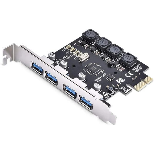 Cartes auto-alimentées PCIE USB 3.0 Carte 4 ports PCI Expèle vers la carte d'extension USB Super Speed 5Gbps PCIE USB3 Hub Contrôleur Adaptateur