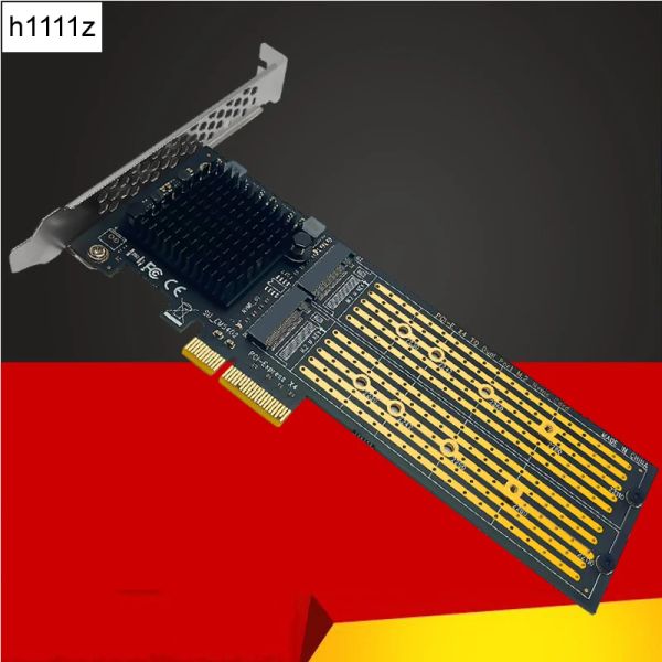 Tarjetas SplitFree 2port M2 NVME PCIe Adaptador para NVME SSD M Clave BM Clave para PCI Express X4 Expansion Card Riser con soporte de perfil bajo