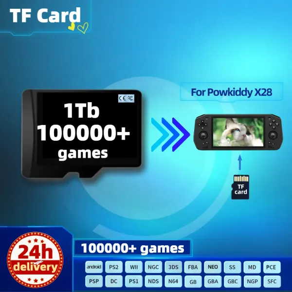 Tarjetas TF Tarjeta de juego para POWKIDDY X28 X18S Memoria preinstalada Juegos retro PS2 PSP Consola portátil Handheld 1T 512G