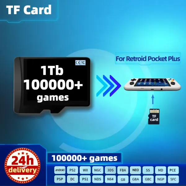 Cartes TF Game Card Retroid Pocket 3 Plus Flip Memory 1t Tous les jeux rétro préinstallés PS2 PSP Portable Console Handheld 512G