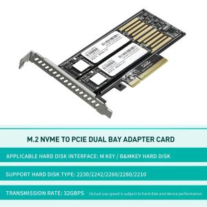 Cartes Tishric PCIe 8x à M2 NVME SSD EXPANSION CARTE PCIE NVME Adaptateur M.2 PCIe Controller 32 Gbps Ajouter sur les cartes PCI Express X4 X8 X16