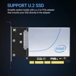 Tarjetas U.2 a PCIe 4.0 Adaptador, NVME 2.5 U.2 (SFF8639) SSD PCIE X4 X8 X8 X16 Tarjeta de expansión U.2 SSD U.2 Drive (PEX4SFF8639)