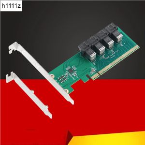 Tarjetas U.2 al adaptador PCIe PCI Express Gen3 3.0 x16 a 4 puertos Minisas HD SFF8643 Conviador de tarjeta de expansión para PCIe NVME U.2 SSD