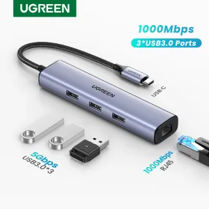 Kaarten Oegreen USB C Ethernet Hub USB3.0 1000Mbps Gigabit Netwerkkaart voor laptop PC Nintendo Switch USB Ethernet Adapter USB naar RJ45