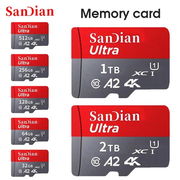 Cartes Ultra MicroSD 128 Go 32 Go 64 Go 256 Go 512 Go A2 4K Micro SD Card SD TF CARDE CARTE FLASH CLASSE 10 pour le téléphone