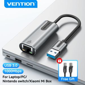 CARTES VENTION ADAPTER USB ETHERNET USB 3.0 CARTE NATOW TO RJ45 Adaptateur LAN Speed 1000M pour Windows Mac Xaiomi Ethernet USB Adaptateur