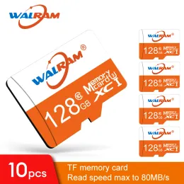 Kaarten WALRAM 10PCS MICRO SD -KAART 32 GB 64 GB 128 GB MICRO TF SD CARD FLASH 32 64 128GB KLASSE 10 Geheugenkaart voor telefooncamer