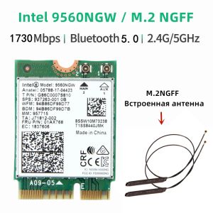 Kaarten WiFi -adapter Intel 9560NGW 1730Mbps Dual Band 2.4GHz / 5GHz Bluetooth 5.0 M.2 NGFF WiFi -kaart voor desktop laptops