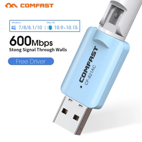 Tarjetas WiFi USB 3.0 Adaptador 600Mbps Conductor gratuito Dualbandas Dualbandas 2.4Ghz5Ghz USB USB para PC Desktop Network Card Wireless Receptor