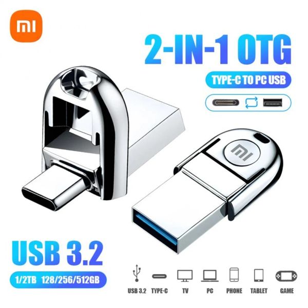 Cartes Xiaomi USB 3.2 U Disque Disk Metal Typec Tapish Android PC Transmission Mémoire portable Interface double utilisation