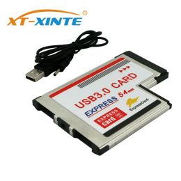 Cards XTXINTE 2 Dual Ports USB 3.0 Hub Express Card ExpressCard 54 mm verborgen adapterconverter USB3.0 voor laptop PC