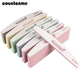 CARE 50PCS File de ongles acrylique Strong papier de verre Bloc de tampon d'ongles pour Manucure Lime A Engle 80/100/150/180/240/320 Fichiers de bateau lavable