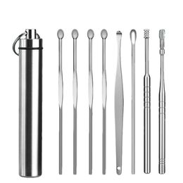 Soins 7pcs / réglage du nettoyage d'oreille outil de retrait de cire de cire de piqûre d'oreillette d'oreille Remover curette cure de curette nettoyage de nettoyage d'oreille pour les soins de l'oreille