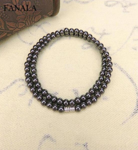 Collar de 8 mm Collar de 6 mm Pistola Hematita Health Hematite Men Magnetic Natural Beeds Black Beads Faceted Jewelry Women Cadena 6740094