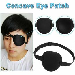 Zorg piraat oog patch unisex zwart single eye patch eyepatch één oogwasbaar verstelbaar concave oog patch kid piraten cosplay kostuum
