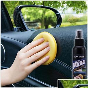 Produits de soins 120 ml voiture polonais intérieur cire nettoyant polissage cire cuir surface siège plastique agent de rechapage motif bricolage voitures Dro Otwrt