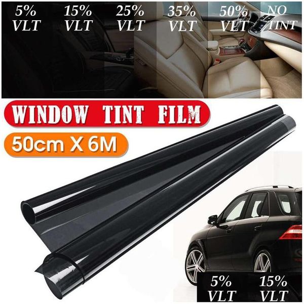 Produits de soins 6mx0,5 m Venture de voiture Film de protection Black Tint Tint Tenture Roll Kit VLT 8% 15% 25% 35% 50% résistant aux UV pour Drop Deli DH5EX
