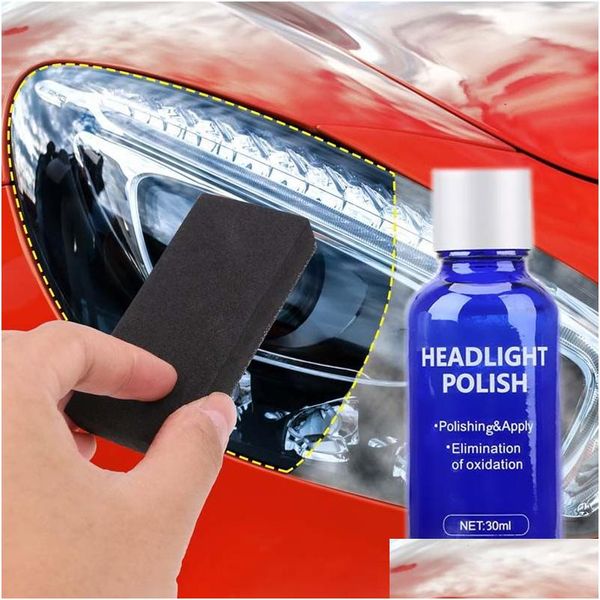 Produits de soins Kit de voiture 30 ml Outil de réparation de phare Restauration Oxydation Verre de rétroviseur Liquide Polonais Phare Polissage Anti-Scratch Co Otnjj