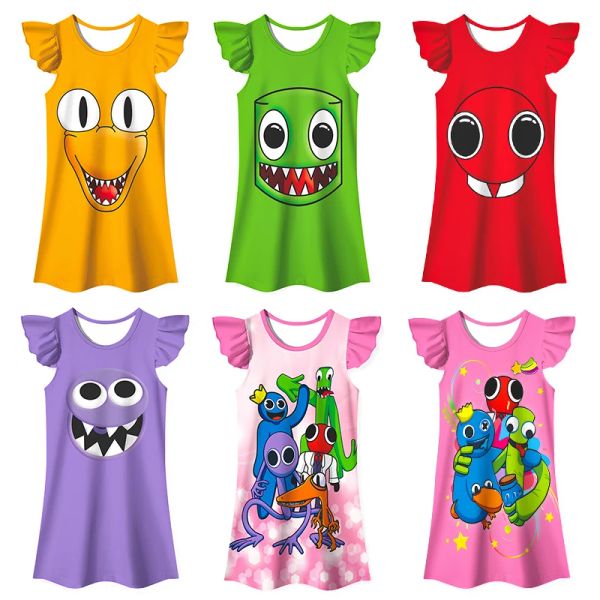 Care Rainbow Friends NightRss for Girls Loungewear Kids Sleepwear for Dormewear Lotus Leaf Home Clothes Girl Girl Pijama