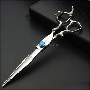 Ciseaux d'argent Ciseaux à cheveux Soins Outils de coiffage Produits Coupe professionnelle de 7 pouces pour coiffeur Coupe de cheveux saphir en acier japonais Barbersh