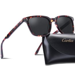 Carfia Chic Retro Gafas de sol polarizadas para mujeres y hombres 5354 Gafas de sol con estuche 100% Protección UV400 Gafas cuadradas 51 mm 4 colores 226l