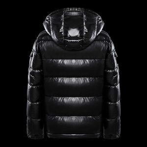 Doudoune Cargo noire brillante pour hommes et femmes, grand manteau à capuche, veste à pain épaisse, 111