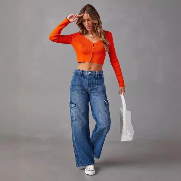jean cargo jeans jeans jeans de créatrice femme jeans femmes jeans hétéros mode qualité vintage pantalon denim bleu taille haute