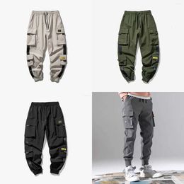 Cargo Joggers for Men Hommes Hop Hop Hop Pocket Male Pantalon Sweat Pantals Streetwear Ribbons Techwear Pantal