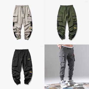 Vrachtjoggers voor mannen Casual hiphop pocket mannelijke broek voor joggingbroek streetwear linten techwear broek