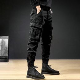 Cargobroek voor heren, enkellange, streetwear, casual broek, heren in militaire stijl, slim fit, puur katoenen broek, broek in Japanse stijl