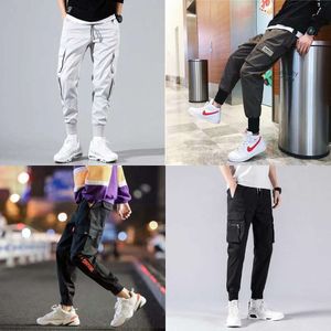 Pantalones Cargo para hombre, moda Vintage, Hip Hop, negro, gris, bolsillos, pantalones de chándal para hombre, monos de talla grande 5Xl