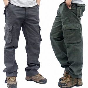 Pantalon cargo Hommes Salopette de travail militaire Pantalon tactique droit lâche Multi-poches Baggy Casual Cott Army Slacks Pantalons M4yX #