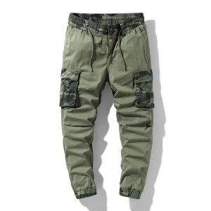Pantalon Cargo pour hommes, pantalon décontracté multi-poches, Streetwear, jogging, Camouflage, en coton, taille élastique, longueur cheville