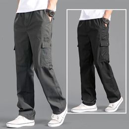 Pantalon Cargo pour hommes, ample, droit, surdimensionné, vêtements de travail, gris, noir, jogging, sport, coton, décontracté, 240321