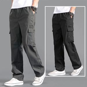 Pantalon cargo homme ample droit surdimensionné vêtements gris uni polyvalent vêtements de travail noir Joggers coton décontracté pantalon masculin 240321